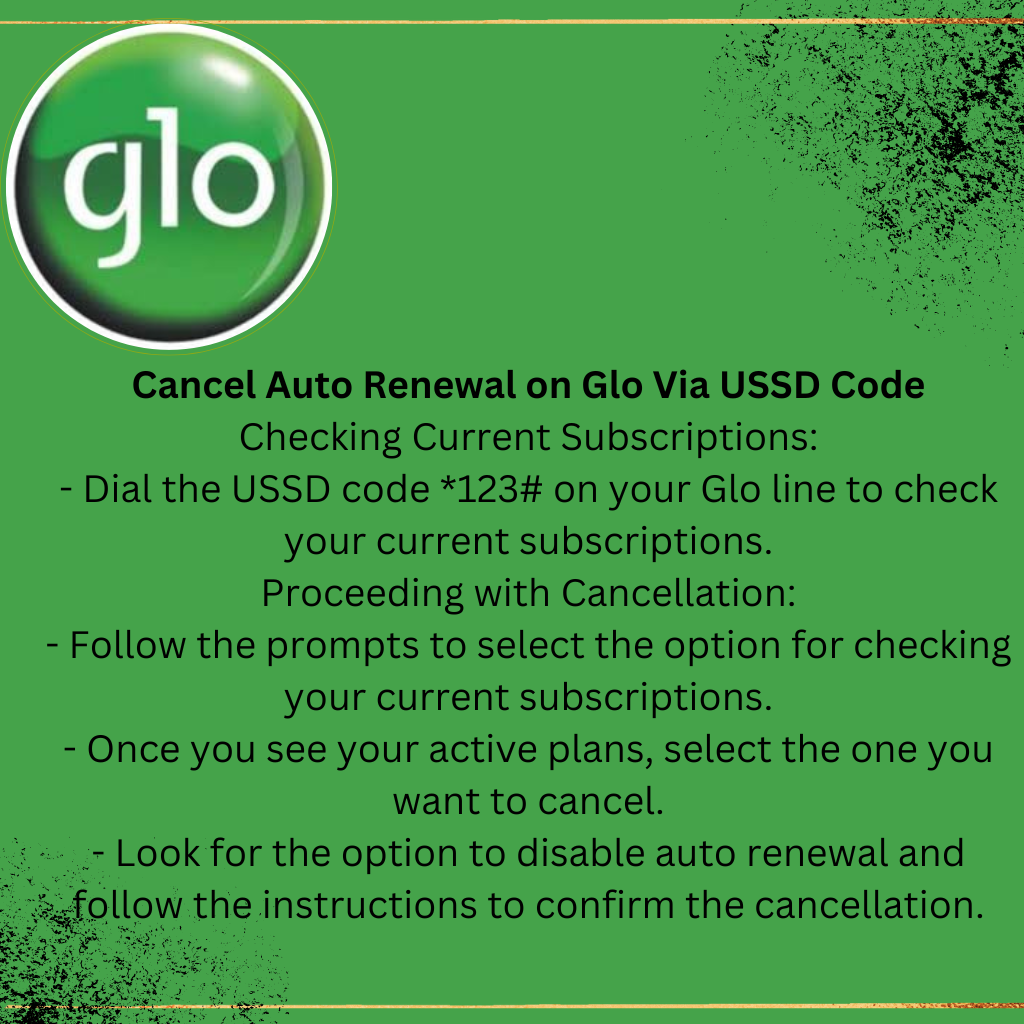 Cancel Auto Renewal on Glo Via USSD Code